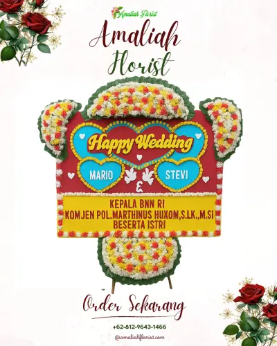 Karangan Papan Bunga Pernikahan di Pikat